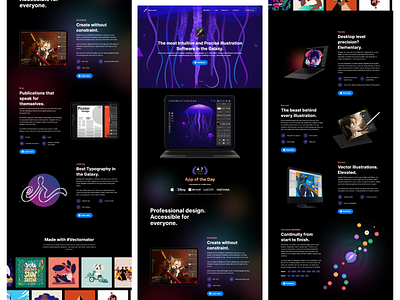 Vectornator landing Page Design 3d design graphic design illustration logo nft ui ui design ux website design