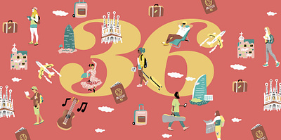 36 Hours antoine corbineau character colourful digital folioart holiday illustration packaging pattern travel