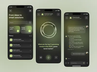 Smart Financial Assistant with Natural Chat ai app ai app design ai assistant ai chat app aichatbot app chatappdesign chatbot chatbot design design ios app design mobile mobile app natural chat smart financial smartassistan ux design