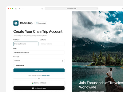 ChainTrip - Onboarding Ai Trip Planner branding clean cleandesign cool dashboard dekstop design graphic design illustration logo onboarding ui uikit uiux ux