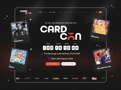 CardCon: UK trading card meet, website + vibe branding design illustration landing page landing page design ui ui design ux ux design web design