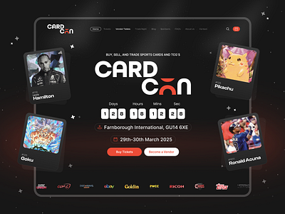 CardCon: UK trading card meet, website + vibe branding design illustration landing page landing page design ui ui design ux ux design web design