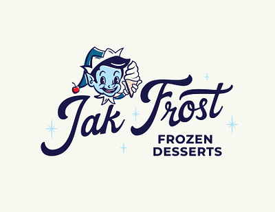 Jak Frost Frozen Desserts - Main Logo branding graphic design ice cream illustration logo retro script