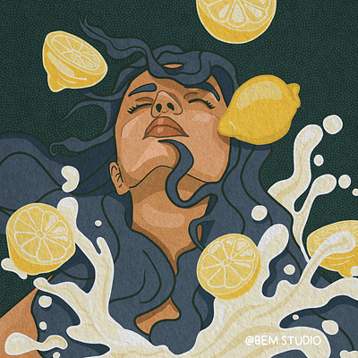 Lemonade Portrait digital art faces graphic design illustration lemons pattern portrait