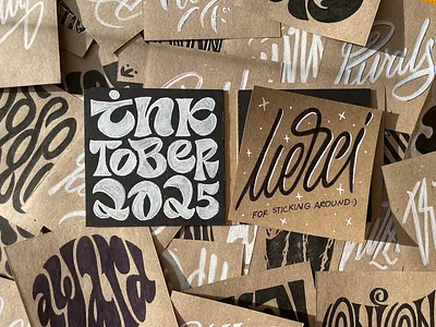 Inktober 2025 calligraphy craft paper gift card greeting card handdrawn inktober lettering paper sketchbook thank you card typography