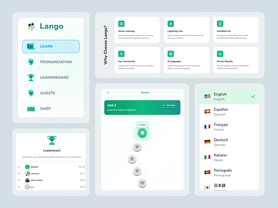 Lango - Language Learning Platform branding design figma figmadesign graphic design illustration logo ui uidesign uiux