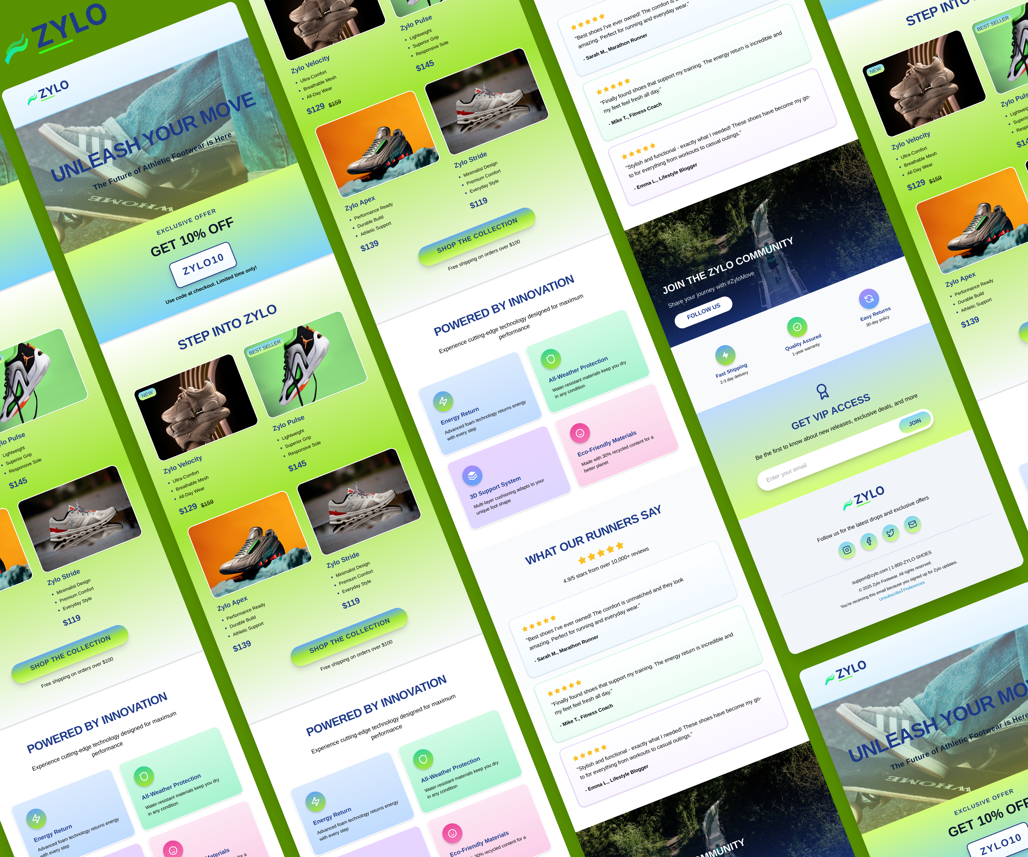 Zylo Athletic Footwear Email Template branding constant contact design email campaign email design email marketing email template footwear graphic design illustration newsletter design shoes template design ui