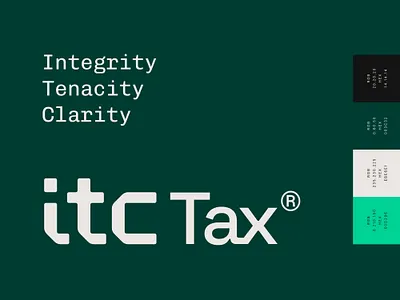 ITC Tax agency branding clarity consulting finance financial future futuristic green industry integrity logo tax tech tenacity typography utilitarian wordmark