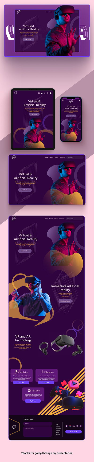 VR & AR Landing page design (UI/UX). design figma graphic design landing page ui user interface userexperience ux webdesign