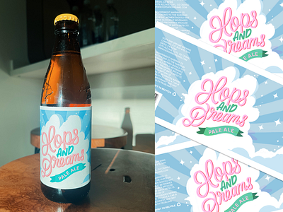 Hops And Dreams beer label beer label design branding design graphic design illustration lettering packaging packaging design typography