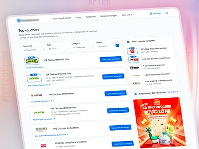 Website design for vouchers and coupons dashboard dashboard design design design for web landing landing page landing page design product design saas saas landing page ui user experience ux web page design webpage