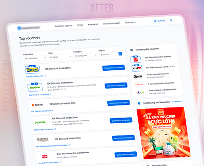 Website design for vouchers and coupons dashboard dashboard design design design for web landing landing page landing page design product design saas saas landing page ui user experience ux web page design webpage
