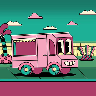 Yeye Weller Bus Animation animation bucle character animation character design illustration motion