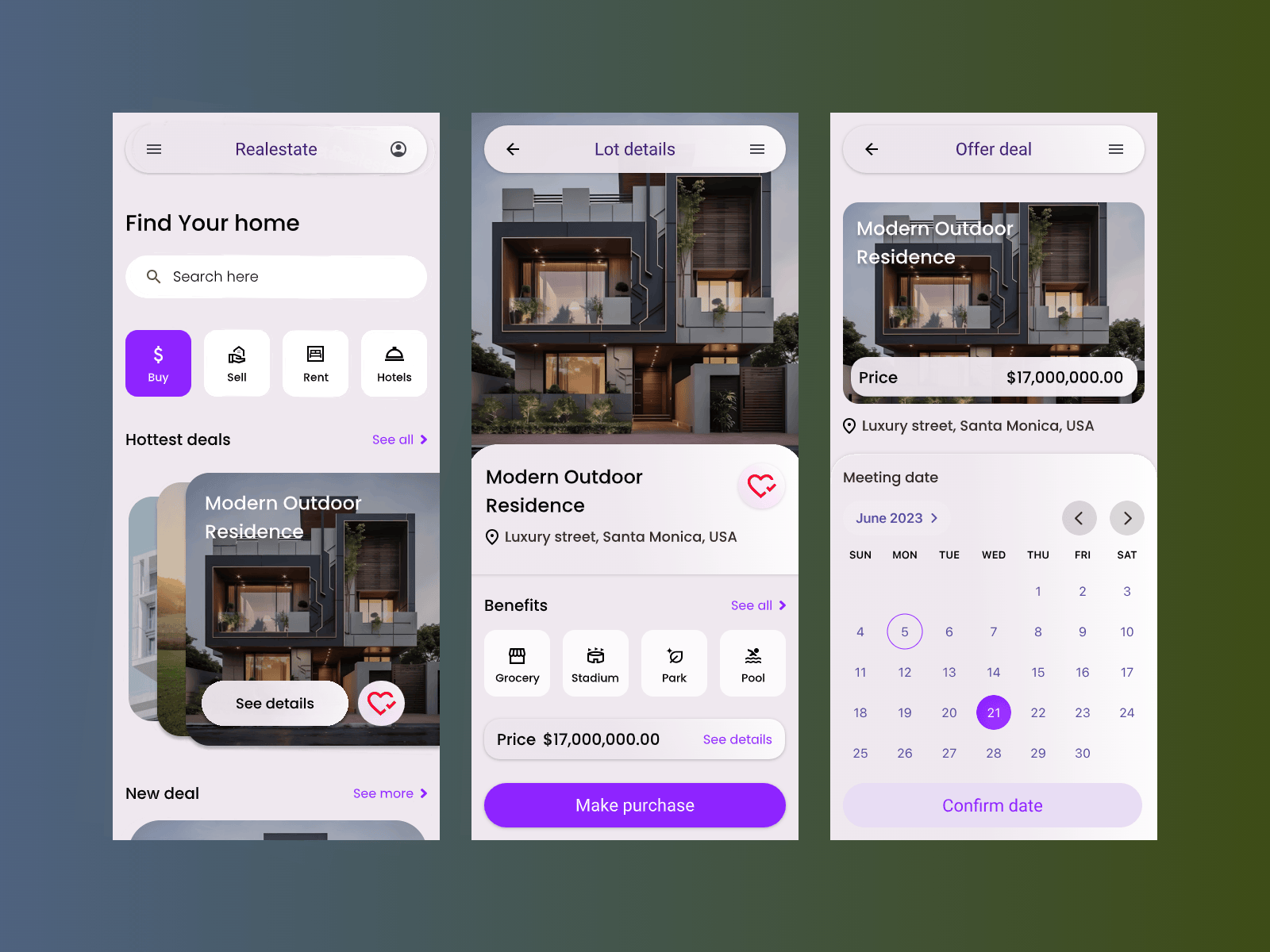 Mobile UI | Real Estate | Animated animation app glassmorphism google material mobile mockup motio motion design real estate ui ux