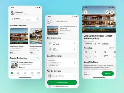 Hotel Booking App app design booking app clean design hotel booking app hotel finder app minimal design mobile travel app vacation planner app