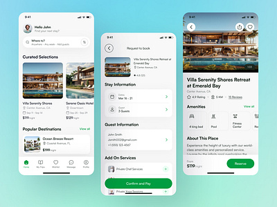 Hotel Booking App app design booking app clean design hotel booking app hotel finder app minimal design mobile travel app vacation planner app