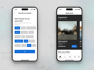 the6ix Auto cars mobile app user interface