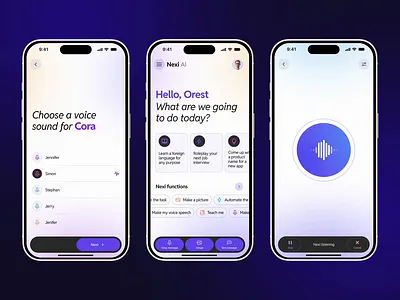 AI Assistant Mobile App | Nexi AI ai ai assistant animation artificial intelligence assistant categories chat chatbot chatgpt design home page listening mobile app mobile apps motion graphics ui design uiux ux ui voice voice messages