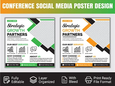 Social Media Banner Design agency banner branding business conference corporate creative design flyer graphic design instagram banner marketing office poster social media square flyer template vector