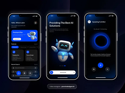 Mobile AI Assistant UI (3D & Dark Mode)