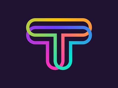 T monogram ( for sale ) branding connection consulting futuristic gradient interwine it lines logo minimalistic modern monogram smart logo t techy tt