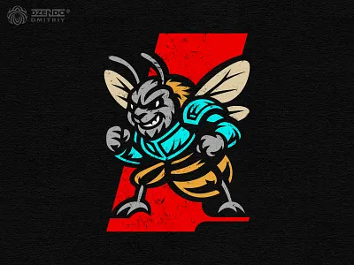 The Battle Bumblebee logo aggressive bee logo angry bee mascot armored bee logo battle bumblebee logo bee sports team logo branding combat bee character combat branding fighter insect logo hornet warrior logo insect warrior logo logo wasp fighter emblem