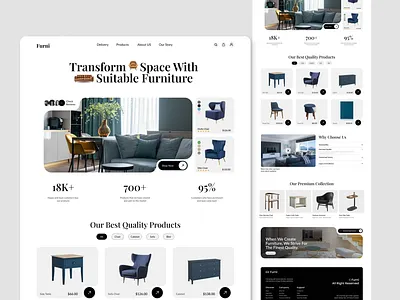 Furni - Furniture Website Landing Page branding chair design furniture graphic design interior design landing landing page sofa table template ui uiux ux vector website
