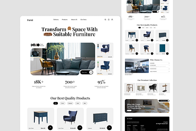Furni - Furniture Website Landing Page branding chair design furniture graphic design interior design landing landing page sofa table template ui uiux ux vector website