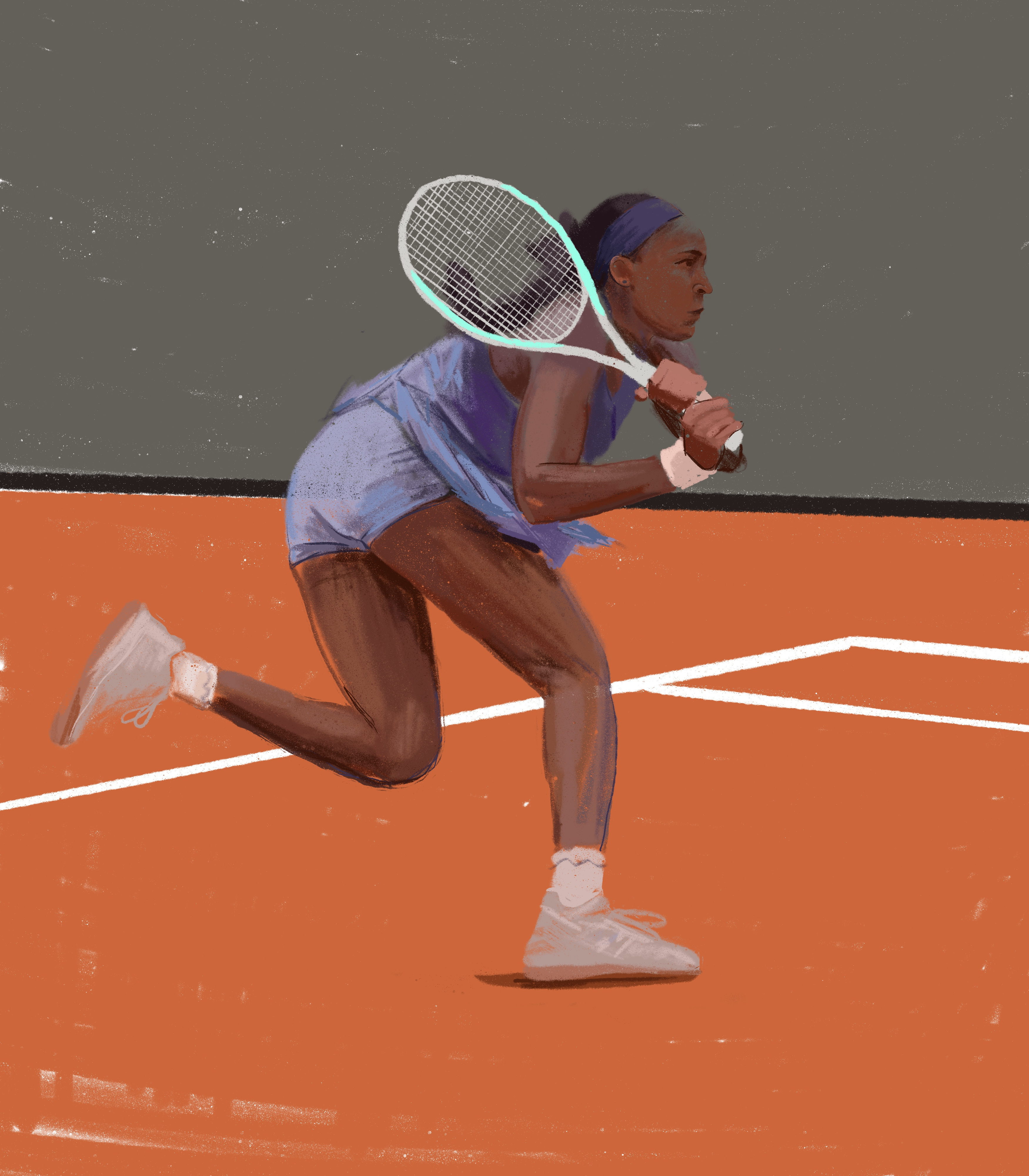 Coco Gauff, inspiring champion apple pencil drawing athlete champion coco gauff game illustration procreate roland garros tennis