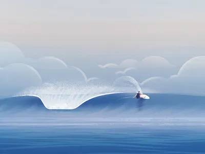 Dawn patrol character clouds colorful dawn illustration lifestyle man morning ocean surfboard surfer surfing texture wave