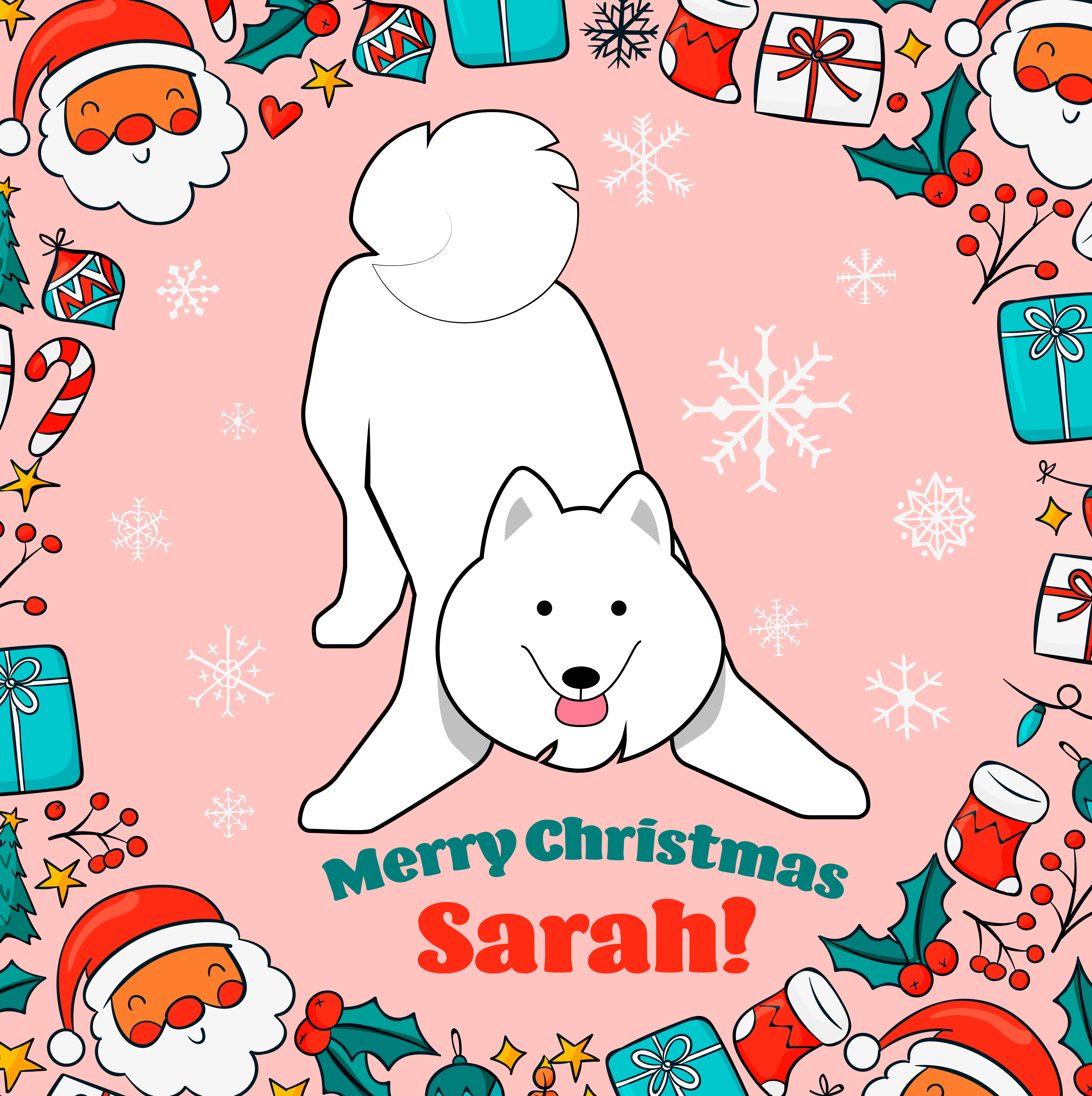 Samyoed Christmas Card christmas cute dog illustration samoyed