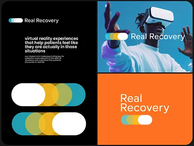 Real Recovery Branding (VR) abstract logo bento best logos brand book brand identity branding future health identity logo logos logotype minimal modern logo recovery saas logo startup logo top logo designer vr