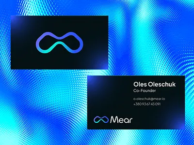 Mear.io ⏺︎ Concept logo + Business card blue branding business card clean concept crypto cyan design digital graphic design identity light blue logo logotype minimal symbol web3