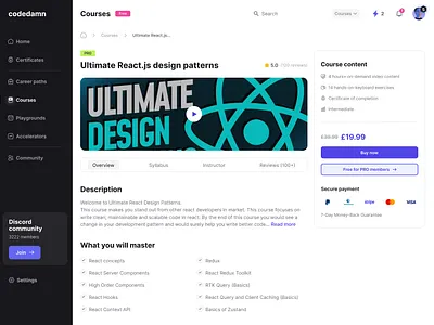 Course page - Educational platform course page design education educational glassmorphism landing page light theme ui uiux ux