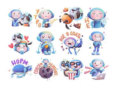 Google Messages Sticker Pack abstract astronaut cartoon character design google illustration message sticker ui zutto