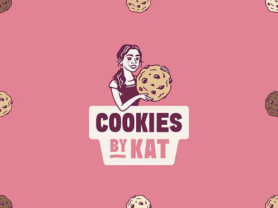 Cookie Shop Branding baker bakery brand identity branding chocolate chip cookies girl hand drawn illustration local logo design mascot pink