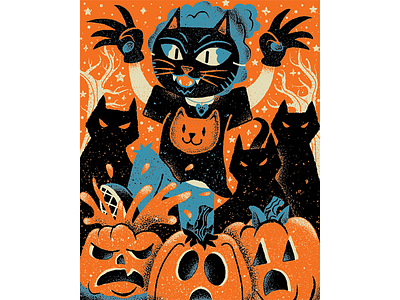 Helloween 2025 by James Olstein blackcat cat editorial editorial illustration hallowwen illustration james olstein james olstein illustration jamesolstein.com smashingpumpkins texture trickortreat vector