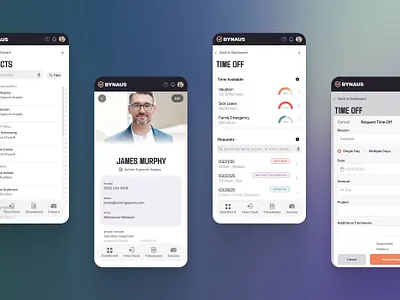 Smart Workforce Management – Contacts & Time Off UI for Bynaus ai b2b clean contacts dashboard enterprise figma flat hr ios28 management minimal modern saas tech time off ui ux webapp