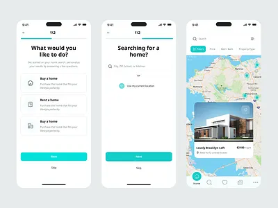 Real Estate Mobile App UI – Property Finder apartment finder app filter find your home home finder app home search homes house search app housing marketplace interface map map search mobile app design product property finder property finder ui property listing property search app real estate real estate app real estate startup