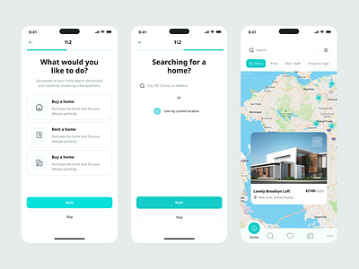 Real Estate Mobile App UI – Property Finder apartment finder app filter find your home home finder app home search homes house search app housing marketplace interface map map search mobile app design product property finder property finder ui property listing property search app real estate real estate app real estate startup