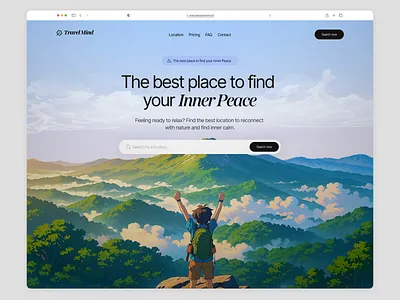TravelMind - Place Finder Website UI Design branding design figma design figma landing page framer framer landing page ghibli art design graphic design illustration landing page landing page design logo section travel website ui uiux uiux design vector webdesign website