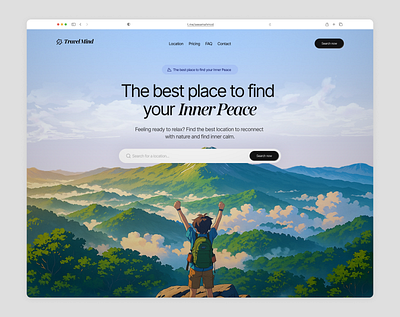 TravelMind - Place Finder Website UI Design branding design figma design figma landing page framer framer landing page ghibli art design graphic design illustration landing page landing page design logo section travel website ui uiux uiux design vector webdesign website