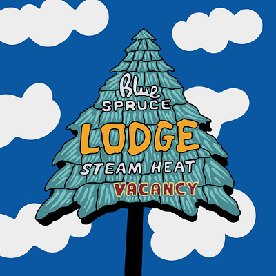 Blue Spruce Lodge bold creative direction design digital art graphic design illustration maximalism pop art procreate signage