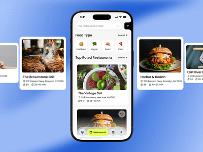 🍭 Food Delivery - Home Page UI | Mobile App animation app application branding concept delivery food graphic design illustration interface mobile mobile app product design restaurants ui ux web apllication web design
