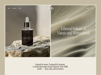 Product Landing Page for Lunaria beauty brand beauty website design botanical branding clean cosmetic ecommerce elegant home page landing page luxury minimalist natural online shop organic premium product identity skin website wellness