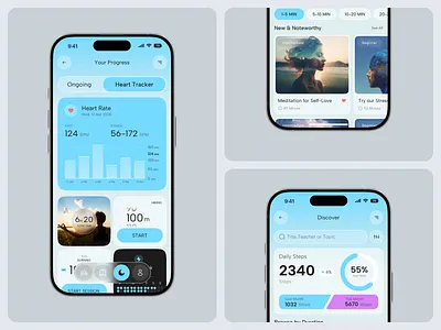 Mental Health Mobile App app appconcept calmdesign designinspiration dribbbledesign mentalhealthapp mentalwellness mindfulnessapp minimaldesign mobile mobile app mobile app design mobileappdesign modernui productdesign ui uidesign uiuxdesign wellnessapp