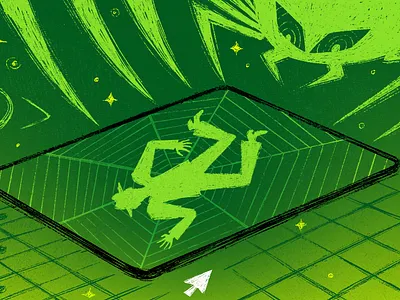 Identity Theft breach cyber data identity illustration internet ipad predator security spider tablet theft