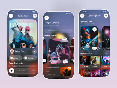 Concert Ticket Booking Mobile App app app design booking booking app concept concert ticket event event app interface ios app mobile mobile app mobile app design ticket ticket app ticket booking tickets ui user interface ux