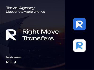 Right Move Transfers ai branding design fly illustration logo minimal move paper plane