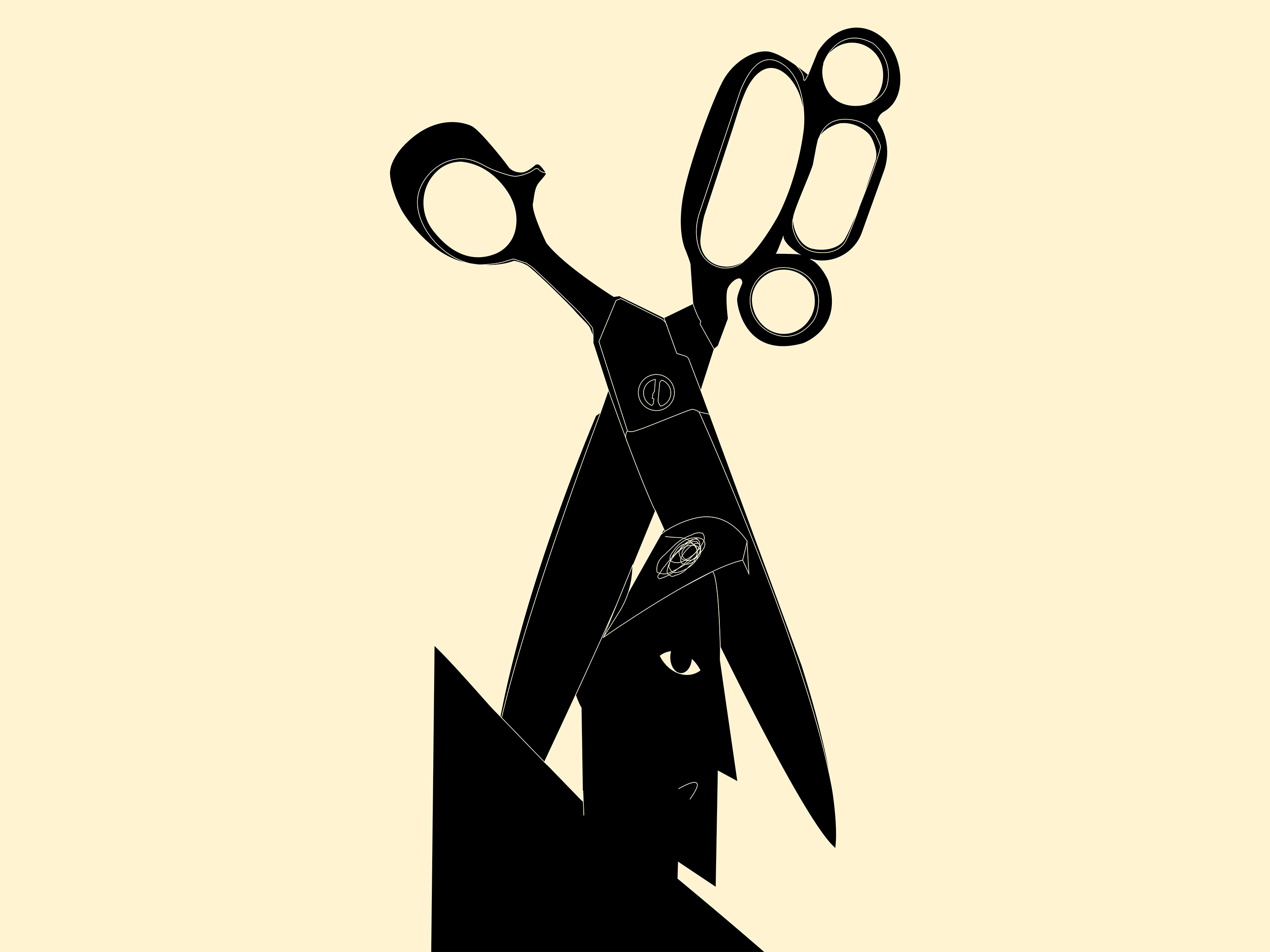 Cutting bad thoughts abstract composition conceptual illustration cover cutting design dual meaning editorial editorial illustration emotions feelings graphic design illustration laconic lines mental health minimal minimalism poster super minimalism